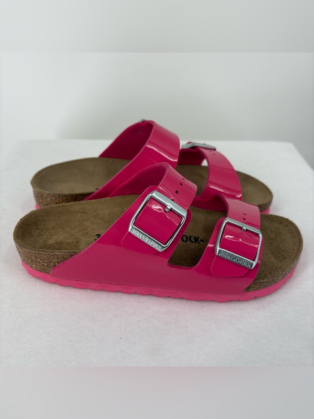 Birkenstock Arizona Birko Flor Fuchsia Tulip Patent Size 36 Narrow